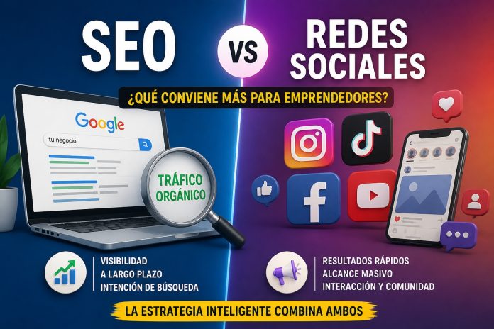 SEO vs redes sociales para emprendedores: comparación entre tráfico orgánico en Google y alcance en plataformas sociales